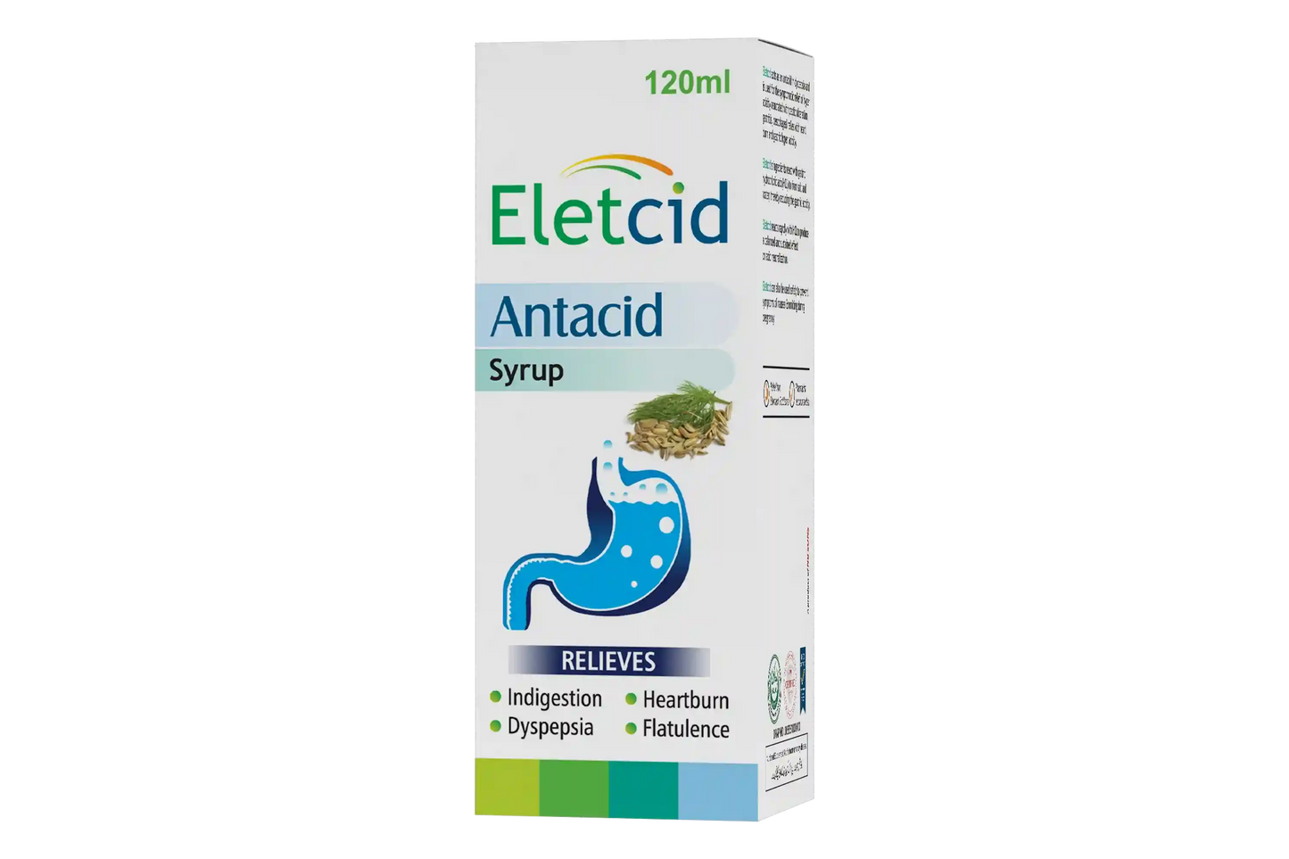 NB Sons Eletcid antacid syrup, from Pakistan, for flatulence relief.