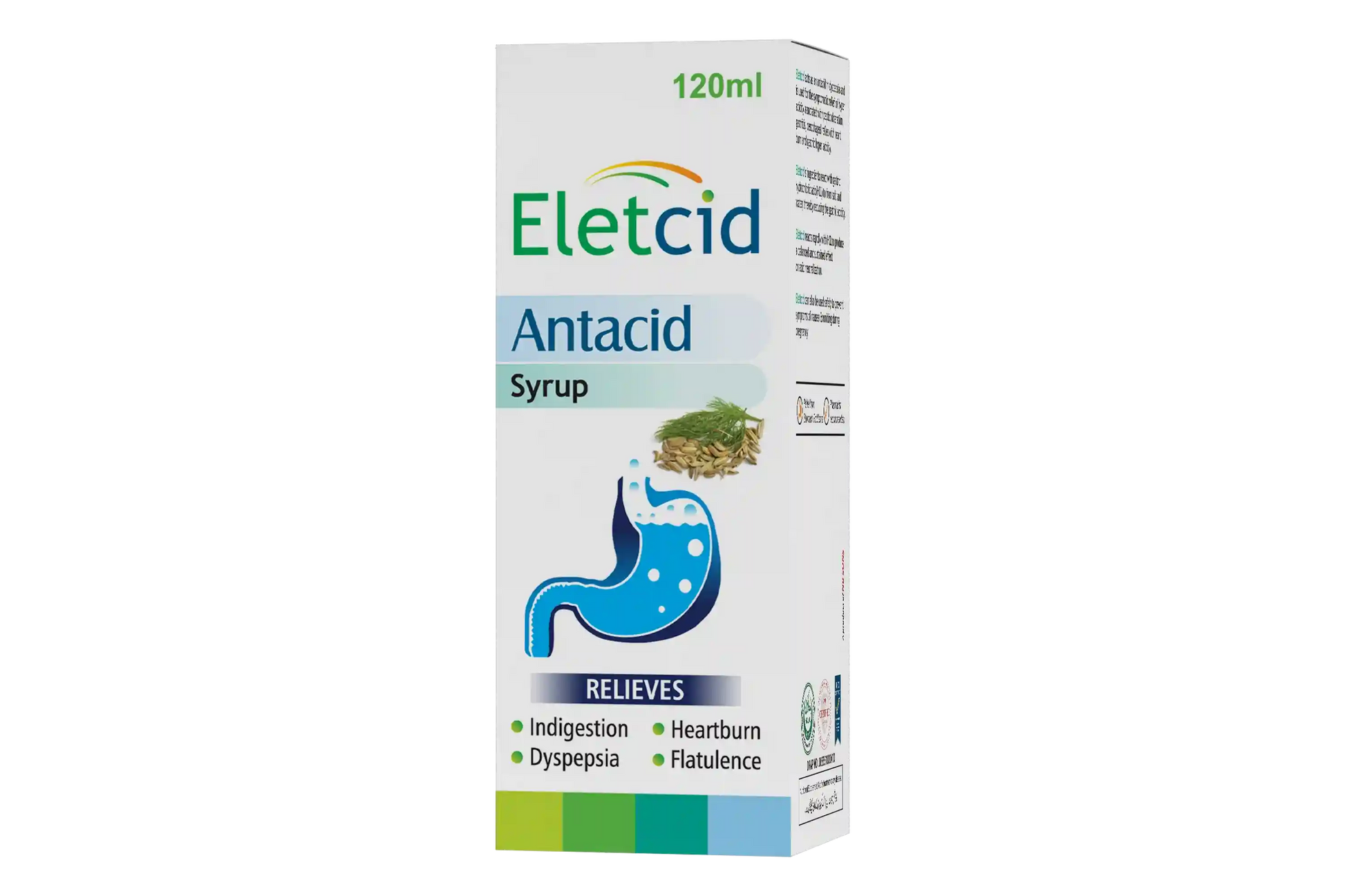 NB Sons Eletcid antacid syrup, from Pakistan, for flatulence relief.