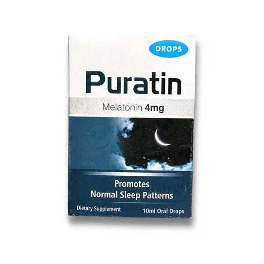 Puratin dietary supplement: 4mg Melatonin drops, 10ml, promotes normal sleep patterns, Pakistan