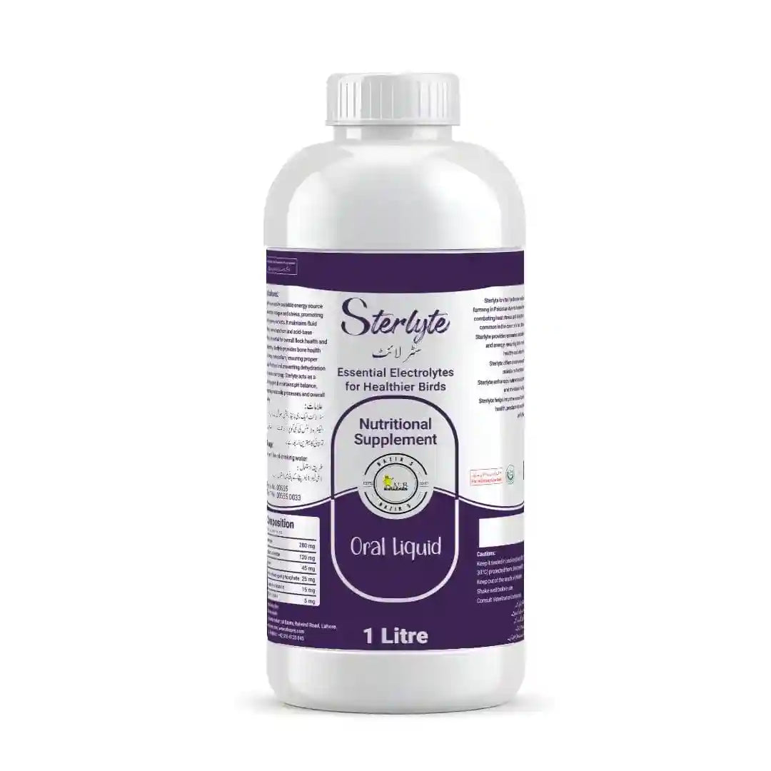 NB Sons Sterlyte: Nutritional supplement for birds, essential electrolytes, 1 liter oral liquid, Pakistan