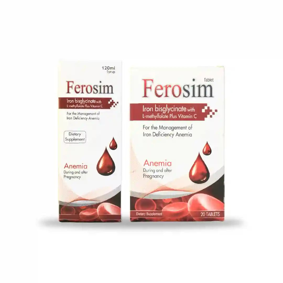 Boost iron levels naturally with Ferosim tablets, NB Sons' dietary supplement from Pakistan.