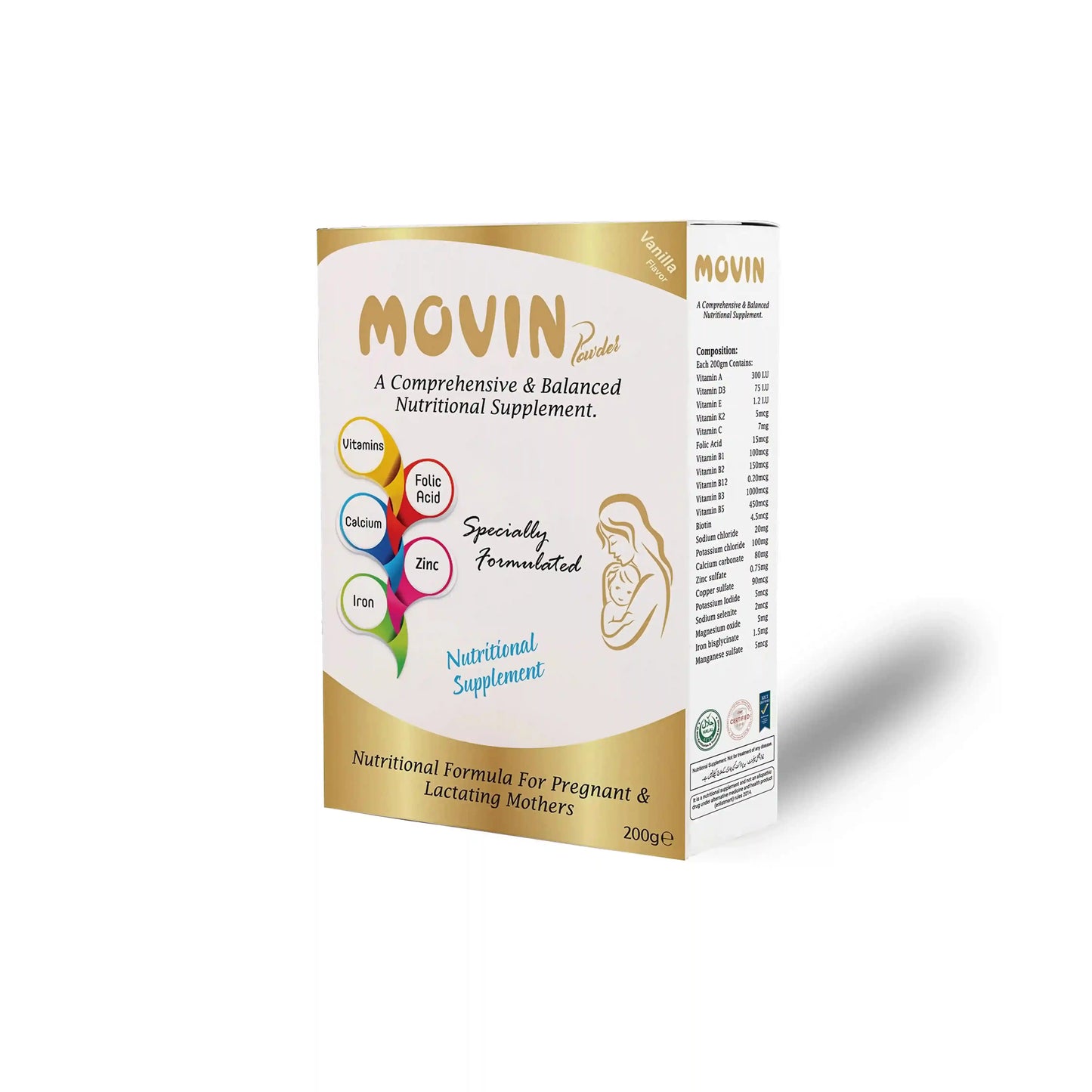 NB Sons MOVIN Powder: Comprehensive nutritional supplement for pregnant and lactating mothers, made in Pakistan